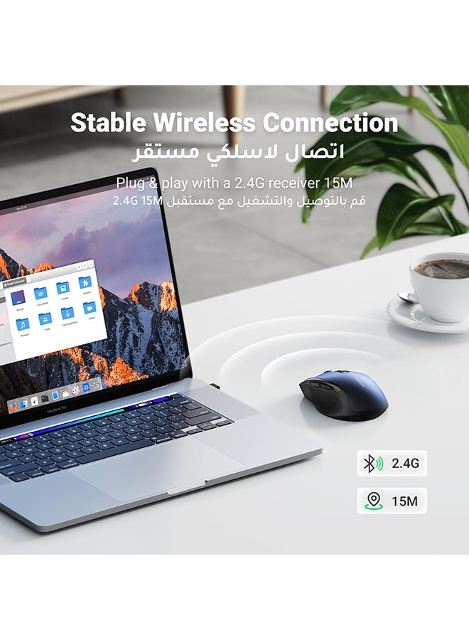 ماوس لاسلكي 2.4G USB مريح، تصميم محمول بدون ضوضاء للابتوب والتابلت مع 5 مستويات DPI، قابل للتعديل بسرعة تمرير فائقة متوافق مع اجهزة الكمبيوتر اتش بي ولينوفو وماك بوك واسوس وديل لون أزرق - v1684919242/N53373183A_5