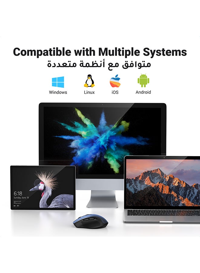 ماوس لاسلكي 2.4G USB مريح، تصميم محمول بدون ضوضاء للابتوب والتابلت مع 5 مستويات DPI، قابل للتعديل بسرعة تمرير فائقة متوافق مع اجهزة الكمبيوتر اتش بي ولينوفو وماك بوك واسوس وديل لون أزرق - v1684919242/N53373183A_8