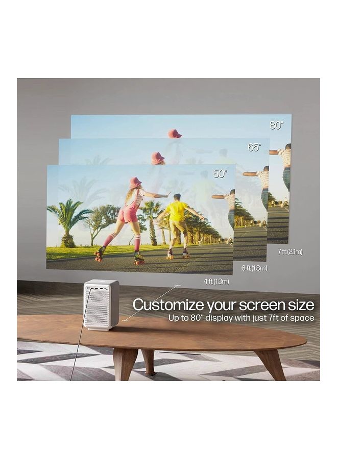 HP - Led Projector System 200 Lum 80 Inch Screen Size Fhd 6W Built In Speakers With Roku Express Plus 84 Inches Screen CC200 Bundle White - Image 1