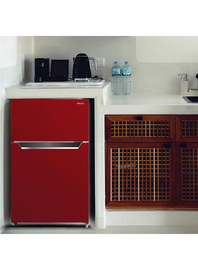 ثلاجة مزدوجة الأبواب سعة 111 لتراً دي فروست بمقبض R600A داخل المكثف طراز NR110SS 282.51 kW NR1100SS أحمر