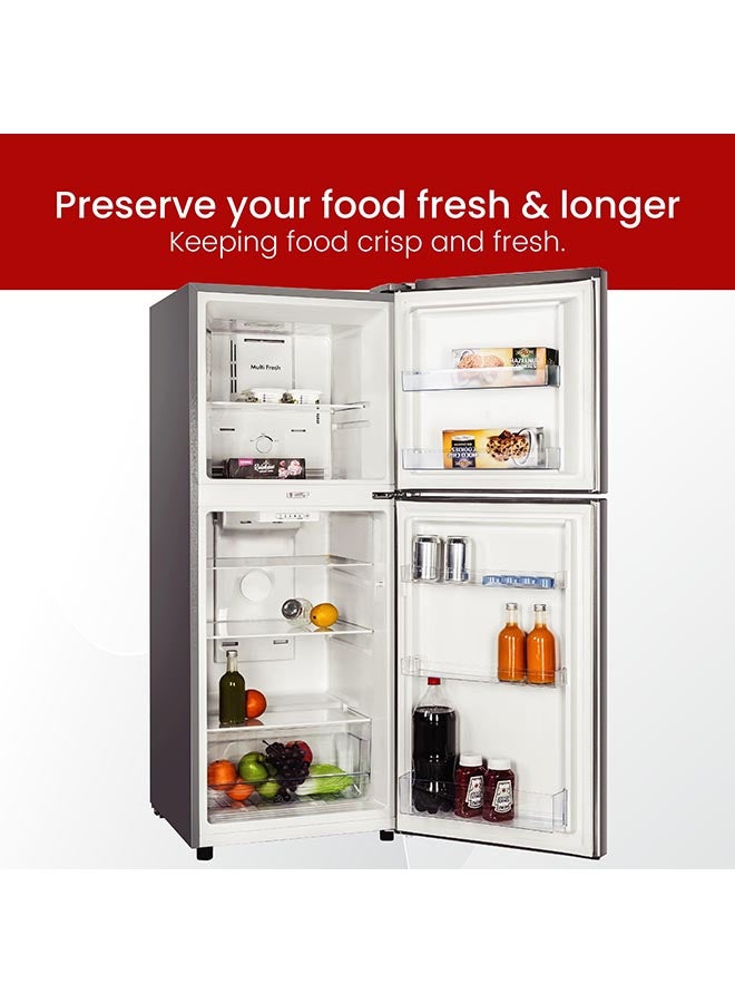 Nobel - 280 L Gross / 196 L Net, No frost Double Door Refrigerators, R600a Refrigerant, Temperature Control, Inside Light, Inside Condenser, Glass shelf, Vegetable Crisper Bottle Rack, Freezer Shelf, 40(dB) Noise Level NR280NF Dark Silver - Image 1