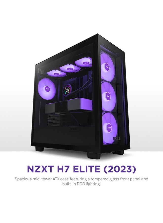 NZXT - H7 Elite 2023 ATX Mid Tower PC Gaming Case, Tool-Less Access to Front & Side Panels, Supports Up to 7 Fans & 360mm Radiator in Front and Top & 140mm Rear, Black | CM-H71EB-02 Black - Image 1