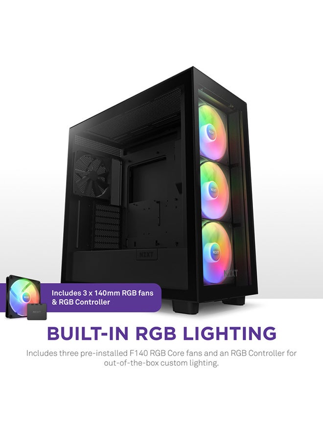 NZXT - H7 Elite 2023 ATX Mid Tower PC Gaming Case, Tool-Less Access to Front & Side Panels, Supports Up to 7 Fans & 360mm Radiator in Front and Top & 140mm Rear, Black | CM-H71EB-02 Black - Image 1