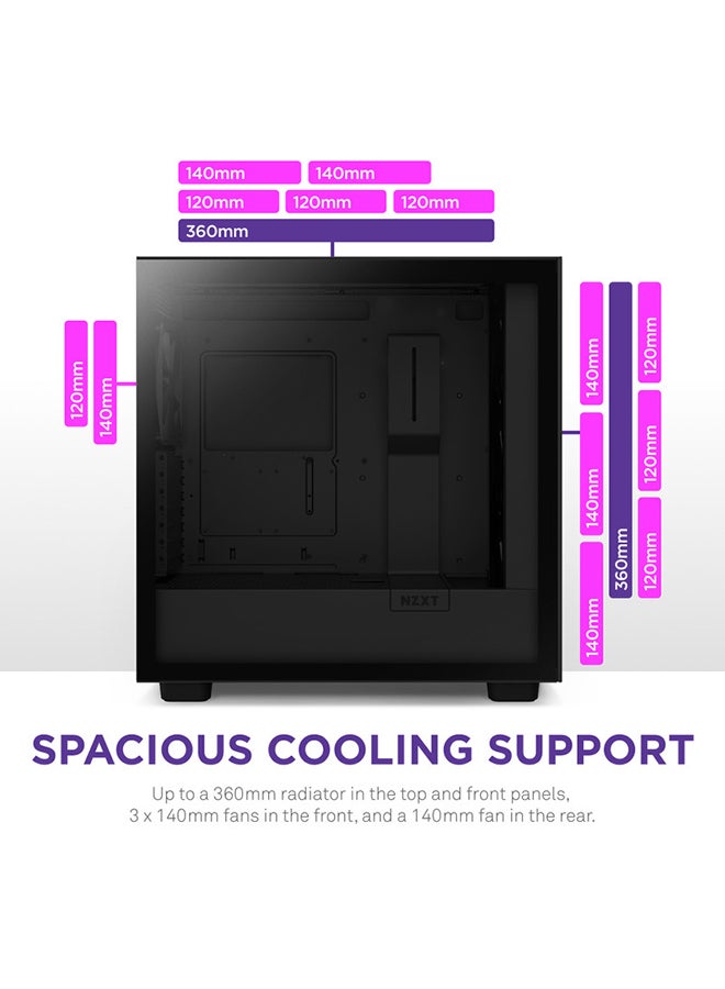 NZXT - H7 Elite 2023 ATX Mid Tower PC Gaming Case, Tool-Less Access to Front & Side Panels, Supports Up to 7 Fans & 360mm Radiator in Front and Top & 140mm Rear, Black | CM-H71EB-02 Black - Image 1