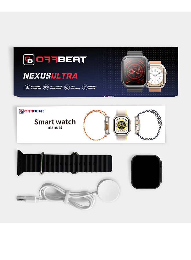 OFFBEAT - Nexus Ultra 49mm Smartwatch with Sports Mode, 24H Fitness & Heart Rate Monitor and IPX4 Water Resistant Design compatible with iPhone and Android phones with Ocean Band Black - Image 1