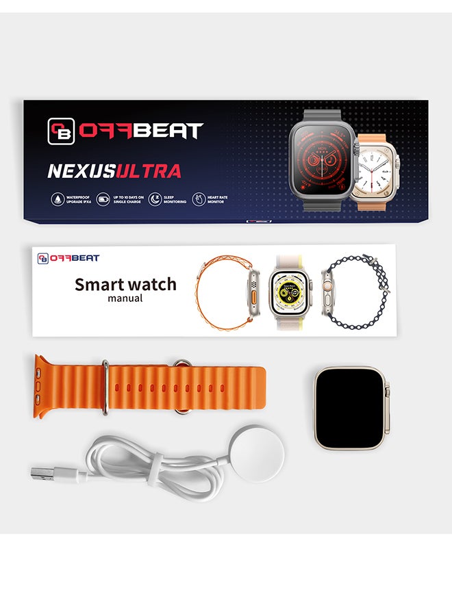 OFFBEAT - Nexus Ultra 49mm Smartwatch with Sports Mode, 24H Fitness & Heart Rate Monitor and IPX4 Water Resistant Design compatible with iPhone and Android phones with Ocean Strap Orange - Image 1