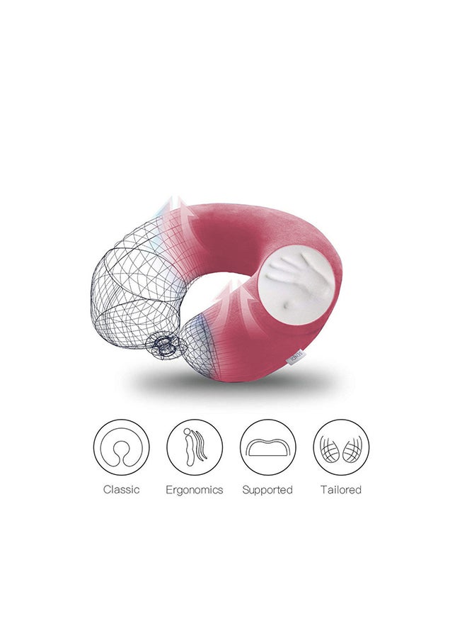 Kunzita Neck and Travel Pillow Velvet Light Pink 30x25x10cm - Image 2