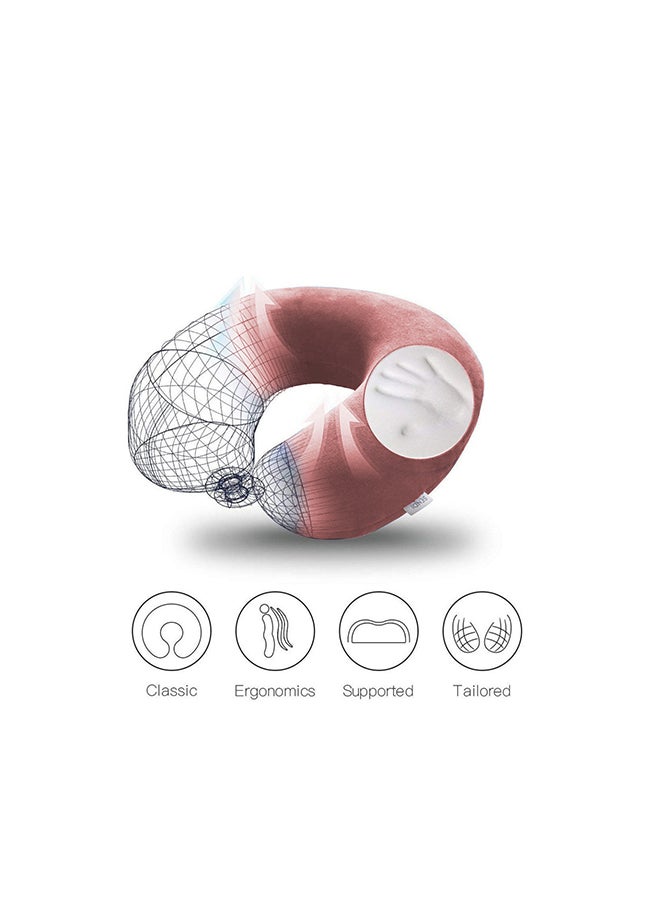Kunzita Neck and Travel Pillow Velvet Dark Pink 30x25x10cm - Image 3