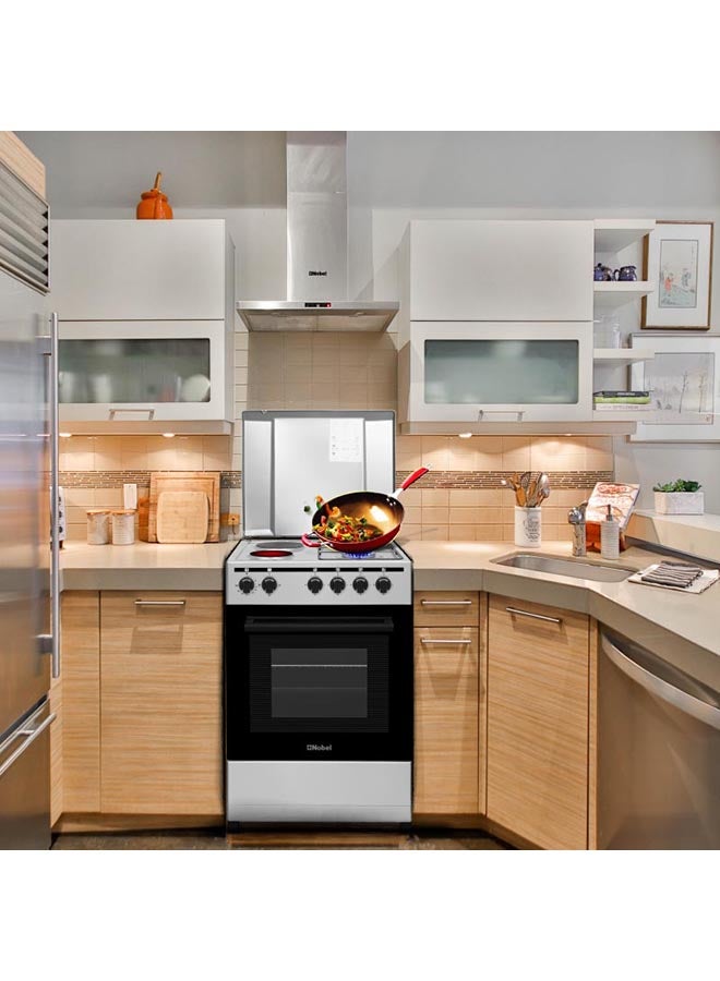 50 x 50 Electric & Gas Cooker, 2 Gas Burner, 2 Hot Plate, Electric Grill & Electric Oven, 6 Knob Control, Manual Ignition, Stainless Steel Lid, Inner Light, 49.8 x 54.7 x 86 cm, Silver, Made In Turkey NGC5200-S Silver
