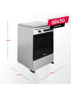 50x50 Gas Cooker 4 Gas Burner, Gas Oven & Gas Grill, Manual Button Ignition, Stainless Steel Lid, 49.8 x 54.7 x 86 cm, Silver, Made In Turkey NGC5000S Silver - v1684936778/N53381231A_3