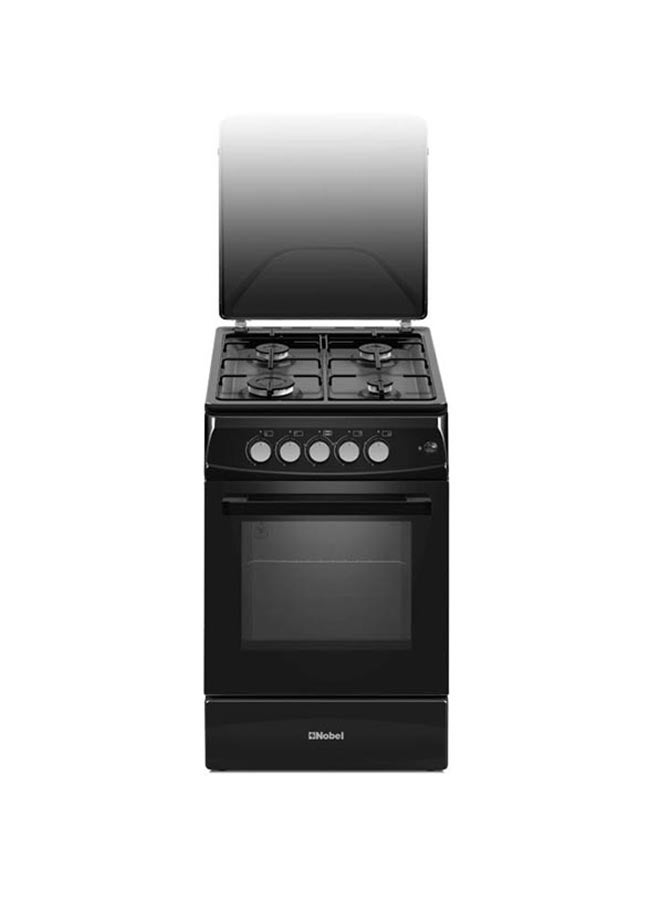 نوبل طباخ غاز 60 × 50، 4 شعلات غاز، فرن غاز وشواية غاز، 5 مقابض تحكم، إشعال يدوي، غطاء ستانلس ستيل، ضوء داخلي، 63 × 50 × 87 سم، صنع في تركيا - Image 1