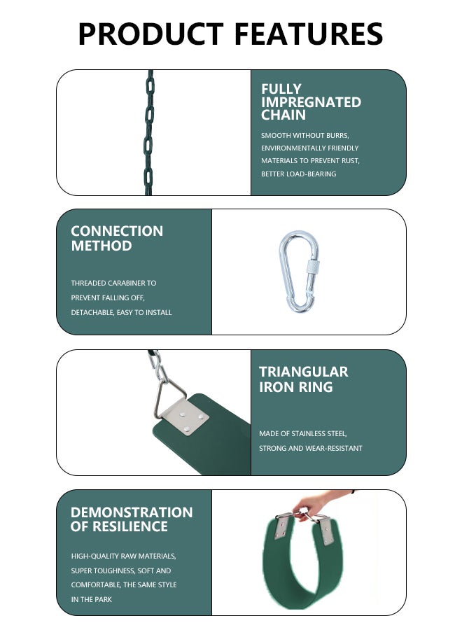 جساي تويز مقعد متأرجح مع حزام سلاسل مغطى بالبلاستيك للأطفال 61x15x150سم - Image 3