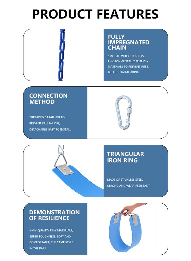 شيانغ يو طقم سلاسل متينة لمقاعد الأراجيح وخطافات كبس للملعب 61x15x150سم - Image 3