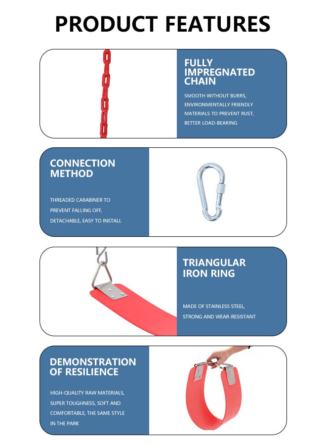 شيانغ يو طقم إكسسوارات تبديل للأرجوحة مع خطافات من الفولاذ للأطفال 61x15x150سم - Image 3