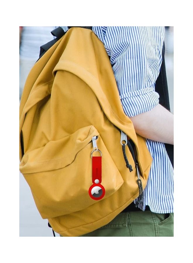 MARGOUN - Airtag Case With Key Ring And Rubber Anti-Drop Keychain Device Red - Image 1