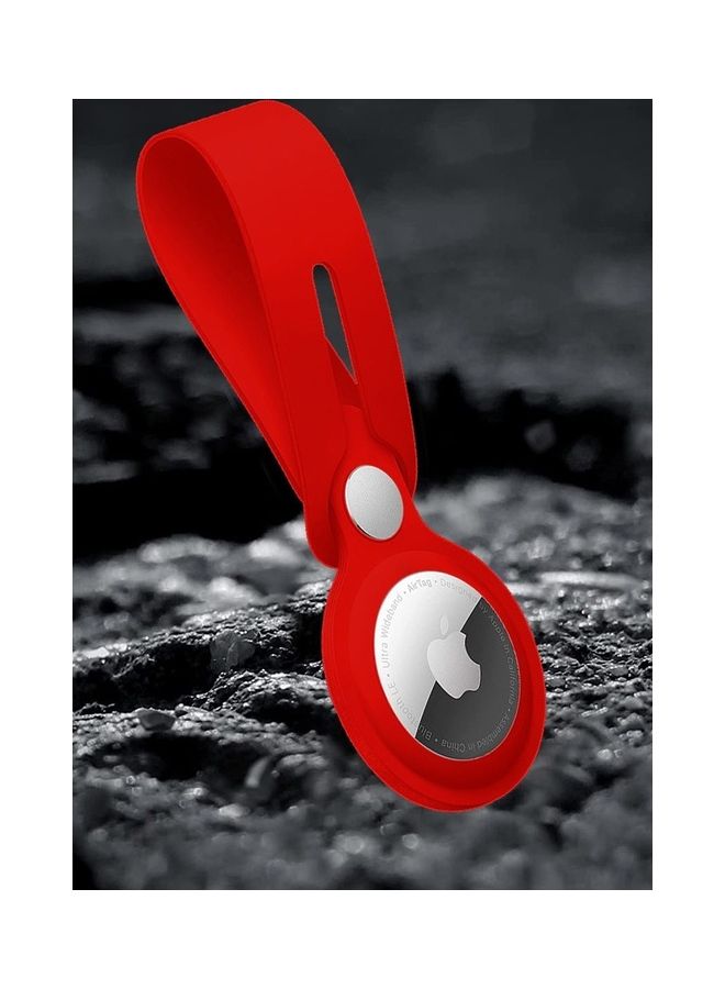 MARGOUN - Airtag Case With Key Ring And Rubber Anti-Drop Keychain Device Red - Image 1