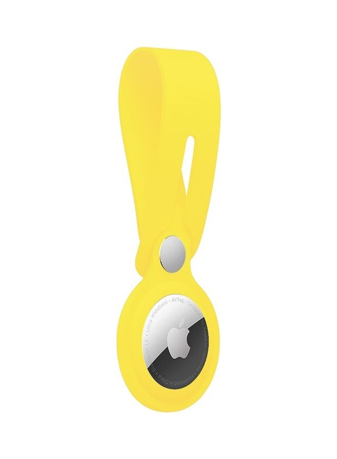 Airtag Case With Key Ring And Rubber Anti Drop Keychain Device Yellow