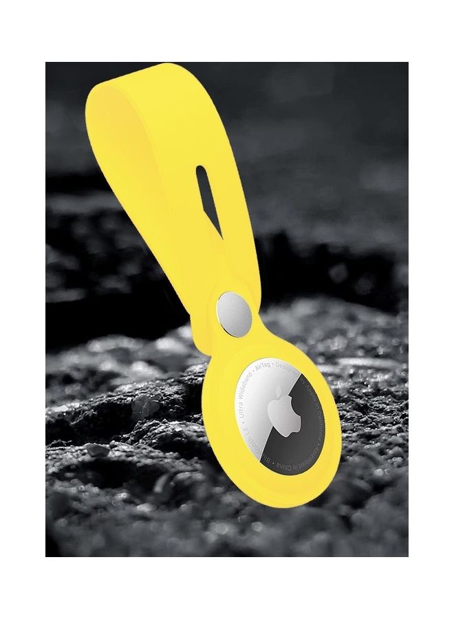 Airtag Case With Key Ring And Rubber Anti Drop Keychain Device Yellow