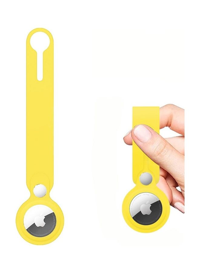 Airtag Case With Key Ring And Rubber Anti Drop Keychain Device Yellow