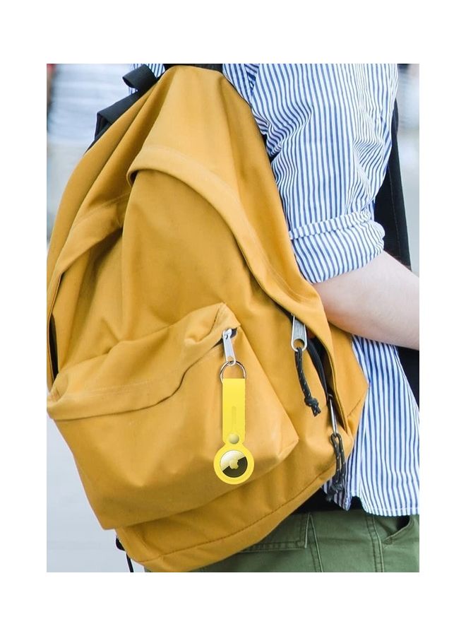 Airtag Case With Key Ring And Rubber Anti Drop Keychain Device Yellow