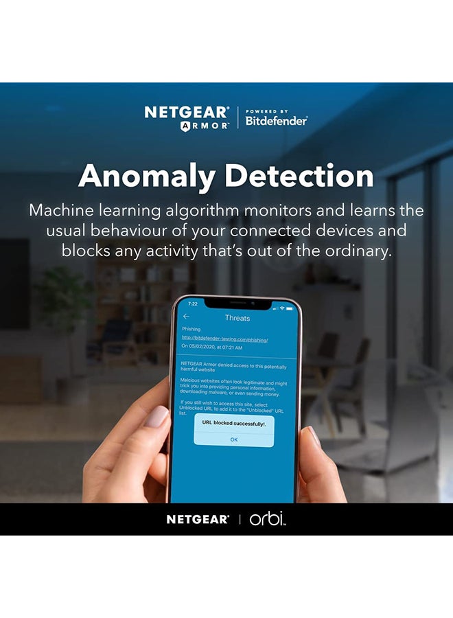 NETGEAR - Orbi Whole Home Tri-Band Mesh WiFi 6 System RBK863SB Router with 3 Satellites upto 8,000 sq.ft AX6000 upto 6Gbps, 10Gig Port,1-year NETGEAR Armor Black - Image 1