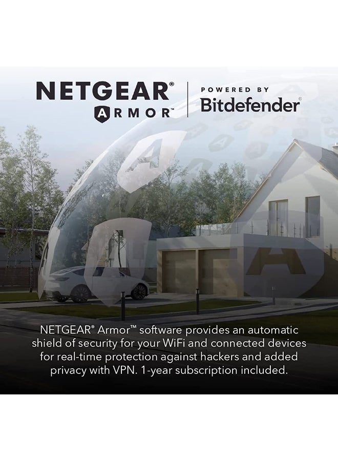 NETGEAR - Orbi Whole Home Tri-Band Mesh WiFi 6 System RBK863SB Router with 3 Satellites upto 8,000 sq.ft AX6000 upto 6Gbps, 10Gig Port,1-year NETGEAR Armor Black - Image 1
