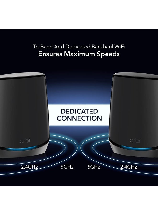 NETGEAR - Orbi Whole Home Tri-Band Mesh WiFi 6 System RBK863SB Router with 3 Satellites upto 8,000 sq.ft AX6000 upto 6Gbps, 10Gig Port,1-year NETGEAR Armor Black - Image 1