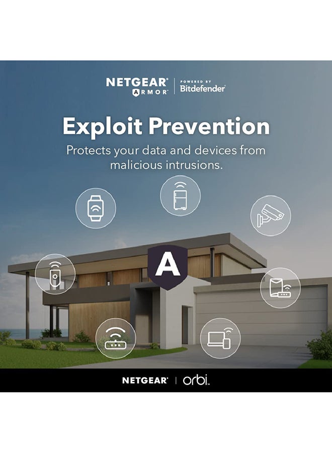 NETGEAR - Orbi Whole Home Tri-Band Mesh WiFi 6 System RBK863SB Router with 3 Satellites upto 8,000 sq.ft AX6000 upto 6Gbps, 10Gig Port,1-year NETGEAR Armor Black - Image 1
