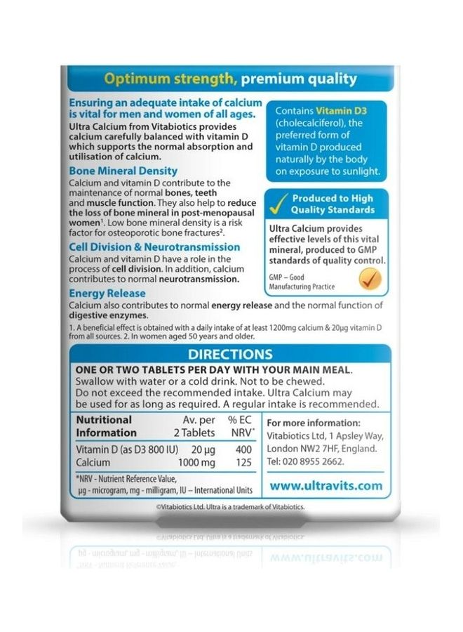 Vitabiotics Ultra Calcium 30 Tablets  - Image 2