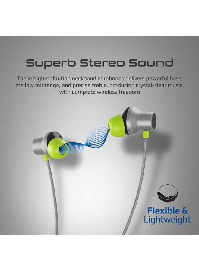 PROMATE - Bluetooth Neckband Earphones,High-Fidelity Active Noise Cancelling with Sweat and Rain Resistance,Anti-Slip Silicone,35H,Playtime for Apple,Samsung,Huawei,Velcon Grey - Image 1
