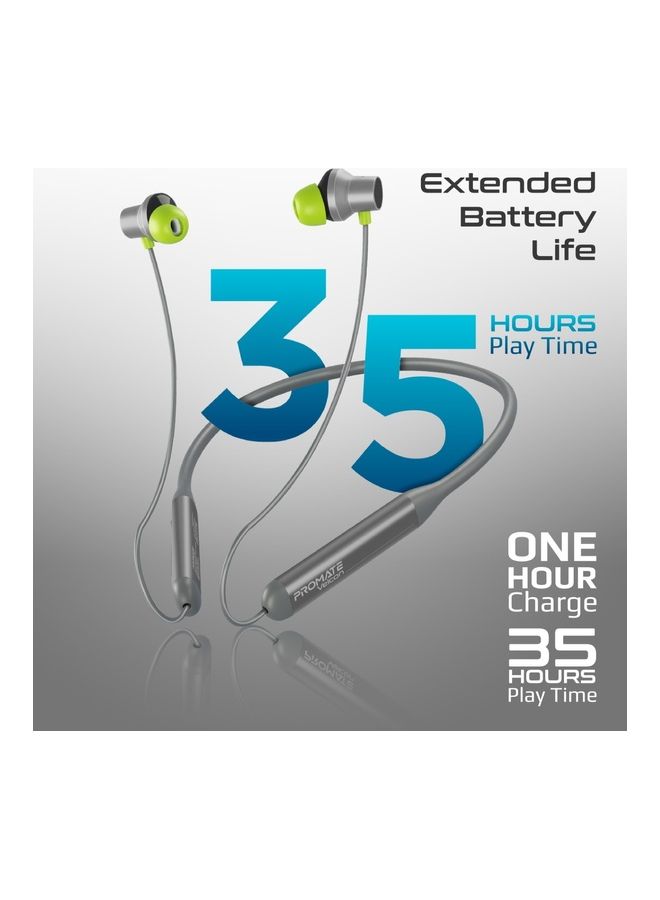 PROMATE - Bluetooth Neckband Earphones,High-Fidelity Active Noise Cancelling with Sweat and Rain Resistance,Anti-Slip Silicone,35H,Playtime for Apple,Samsung,Huawei,Velcon Grey - Image 1