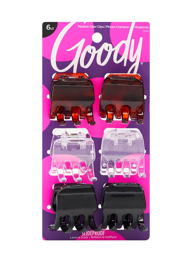 قودي  مشبك شعر مخلبي صغير كلاسيكس من 6 قطع متعدد الألوان 17سم - Image 1