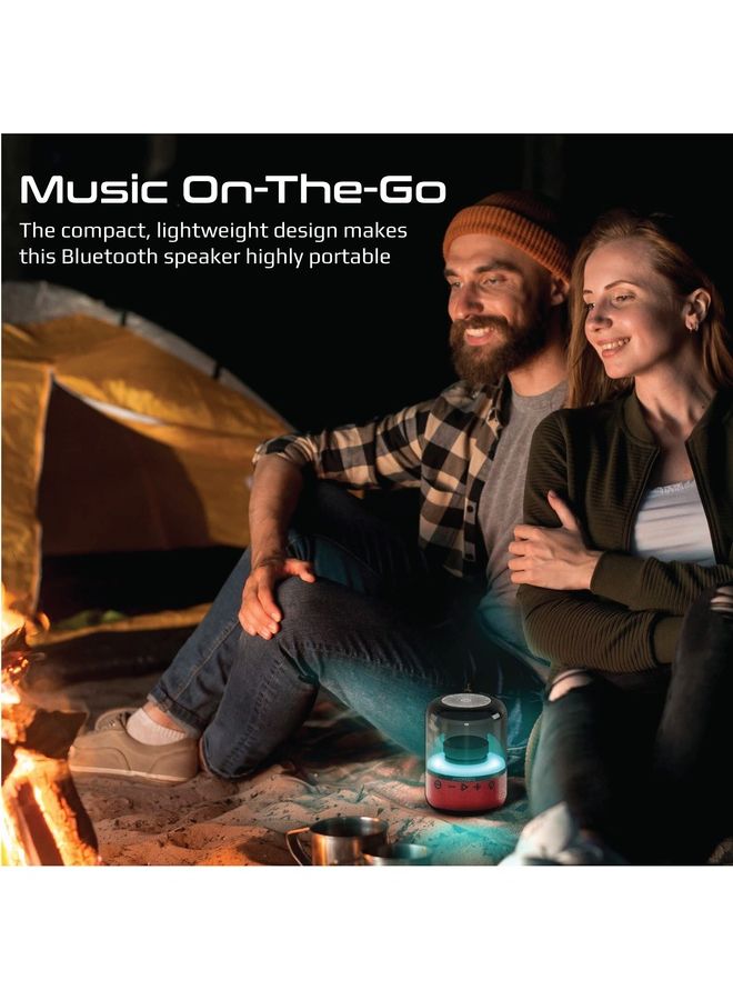 PROMATE - Portable Wireless Speaker,Powerful 8W 360-Degree HD Stereo Speaker with TWS,Retro LED Light Show,4H Playtime,USB Media Port,TF Card Slot and 3.5mm Port for Bluetooth Enabled Devices,Glitz Red - Image 1