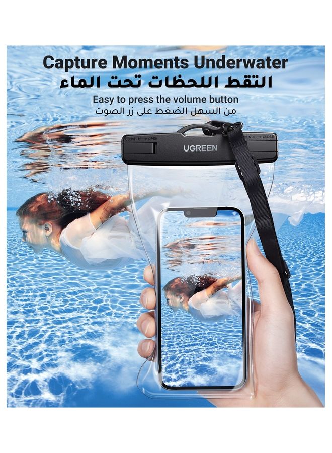 Ugreen - Waterproof Phone Case, IPX8 Certified 30M Waterproof Phone Pouch Waterproof Cell Phone Case Fit for Big Phones up to 7.2'' Compatible with iPhone 12/13/14/15 Pro Max S22 S23 Ultra (2 Pack) Clear - Image 1