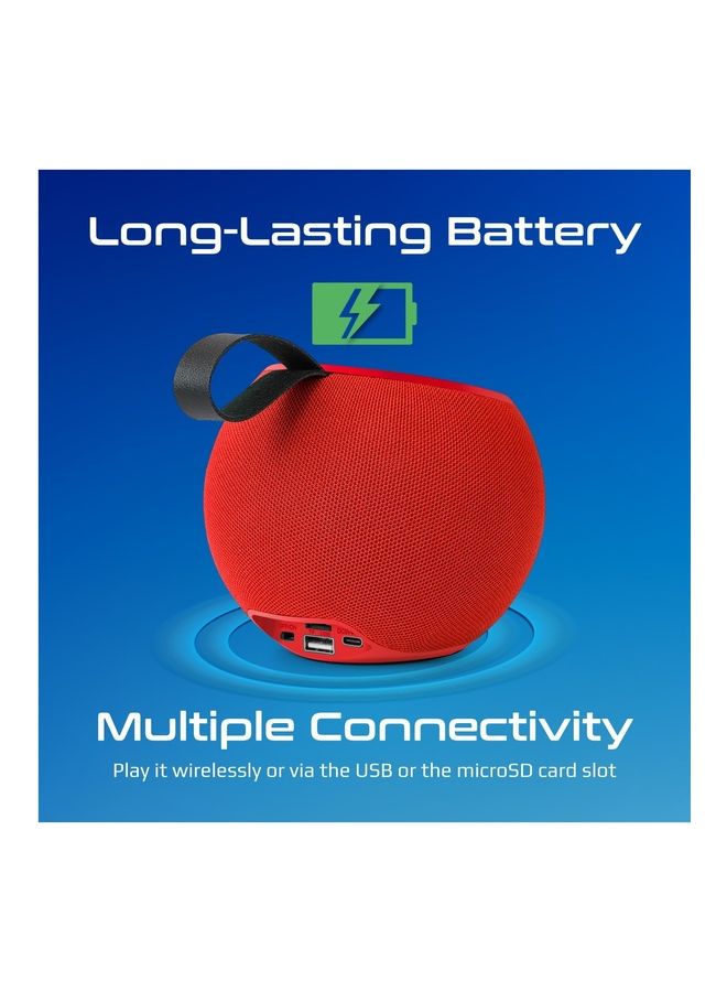 LED Bluetooth Speaker, Dynamic 5W True Wireless Speaker with Long Battery Life, Micro SD Card Slot, USB Media Port, 360 Surround Sound and Colorful LED Light for Home and Outdoor, Juggler Red