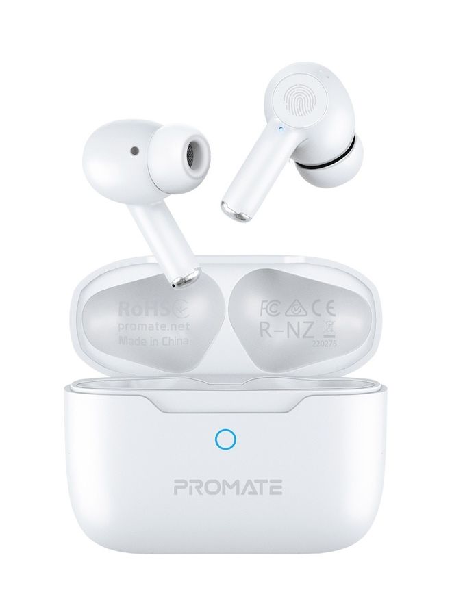 PROMATE Bluetooth Earbuds, Wireless Active Noise Cancelling Headphones with IntelliTouch Control, 25H Long Playtime, Portable Charging Case and Built-In Mic , ProPods White  - Image 1