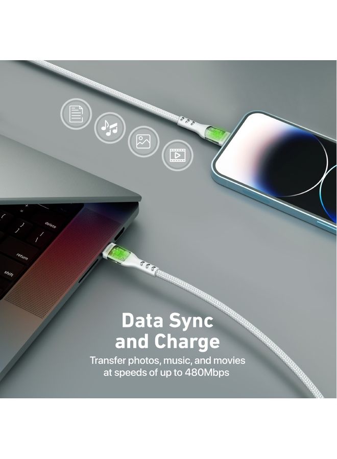 PROMATE - Type-C To Lightning Cable 1.2M 27W White - Image 1