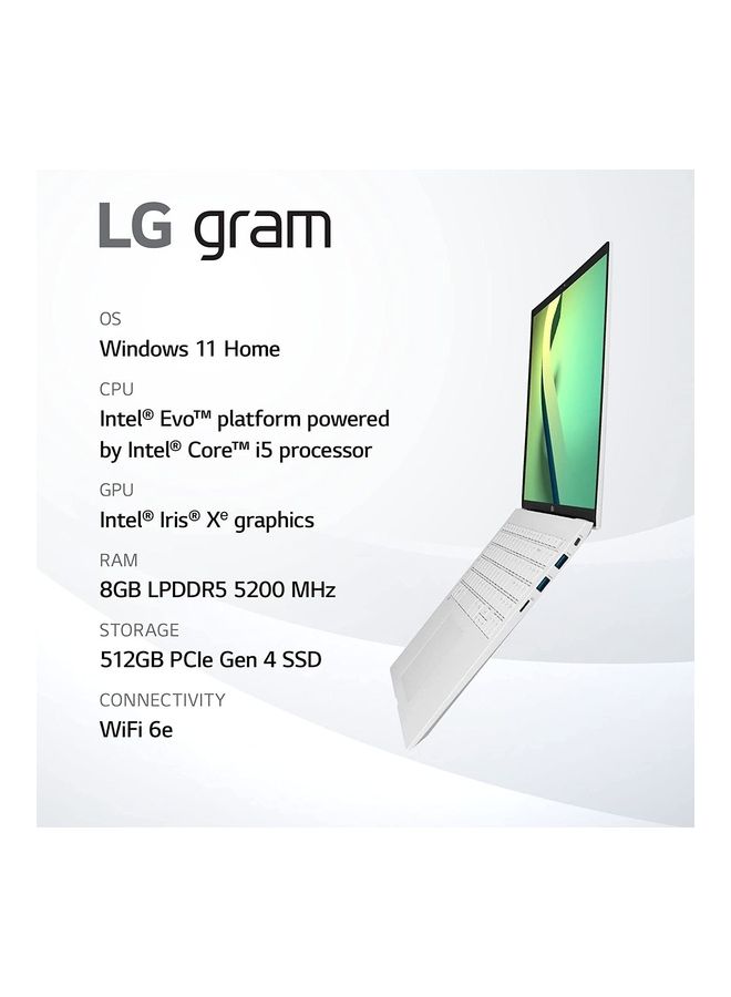 LG - Gram 14Z90Q Ultra Lightweight Laptop With 14-Inch Display, Core i5-1240P Processor/8GB RAM/512GB  SSD/Intel Iris XE Graphics/Windows11 English White - Image 1