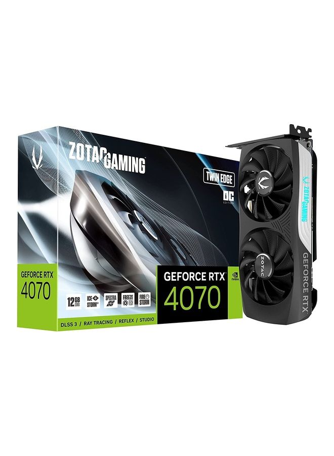 ZOTAC Geforce Rtx 4070 Twin Edge Oc Dlss 3 12Gb Gddr6X 192-Bit 21 Gbps Pcie 4.0 Compact Gaming Graphics Card Icestorm 2.0 Advanced Cooling Spectra Rgb Lighting Black  - Image 1