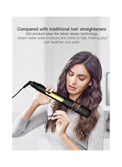 Sunhome Professional Steam Straighteners For Hair Salon Ceramic Tourmaline Vapor Steam Flat Iron And Curler 2 In 1 Straightening Curling Iron Black  - Image 4