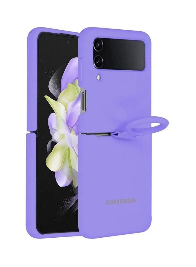 MARGOUN Samsung Galaxy Z Flip 4 Silicone Case With Finger Ring Purple - Image 1