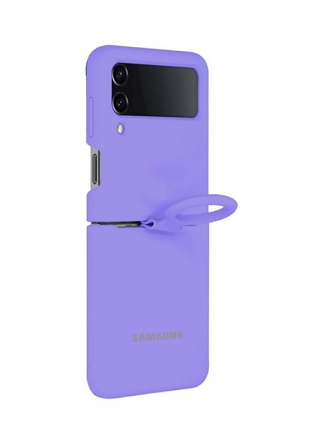 MARGOUN Samsung Galaxy Z Flip 4 Silicone Case With Finger Ring Purple - Image 3