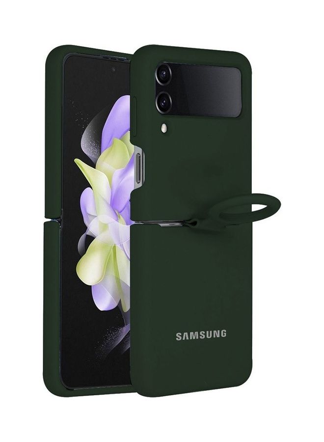 MARGOUN Samsung Galaxy Z Flip 4 Silicone Case With Finger Ring Green - Image 1