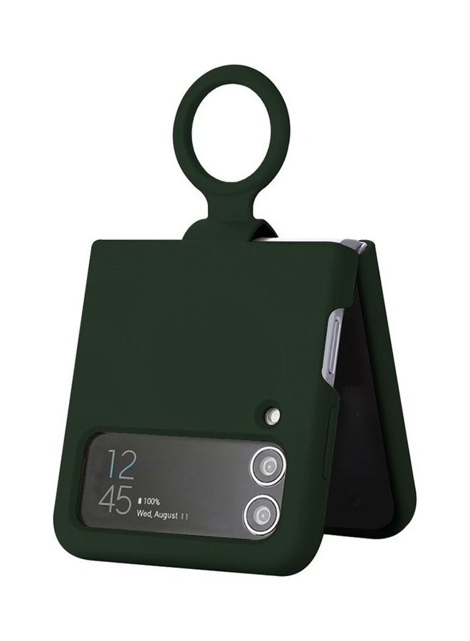 MARGOUN Samsung Galaxy Z Flip 4 Silicone Case With Finger Ring Green - Image 2