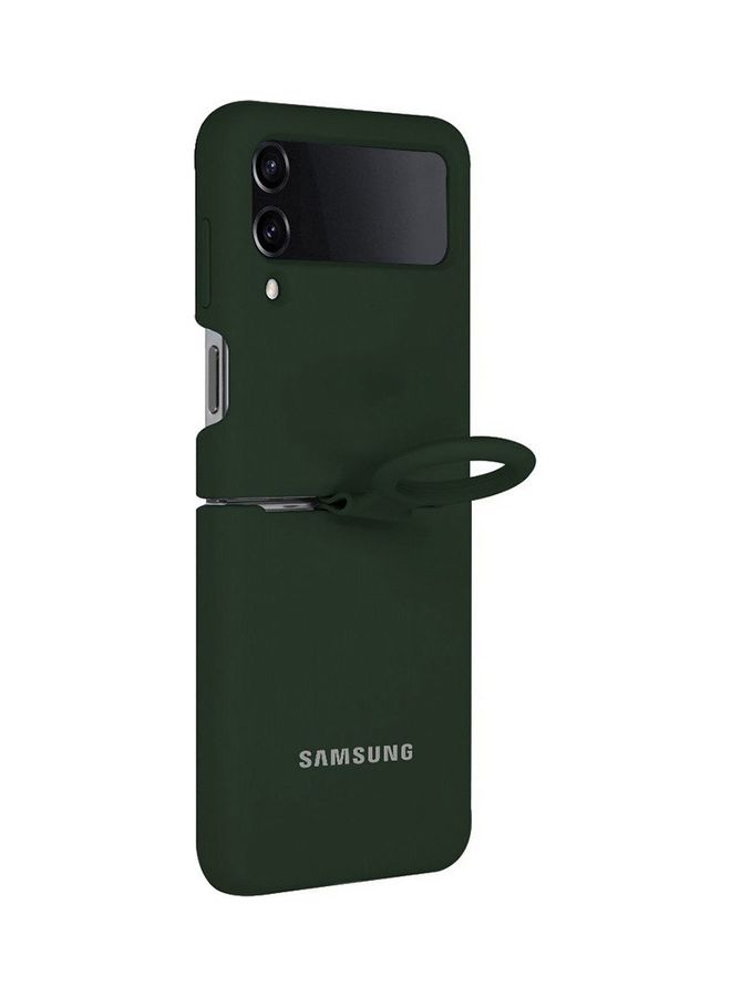 MARGOUN Samsung Galaxy Z Flip 4 Silicone Case With Finger Ring Green - Image 3