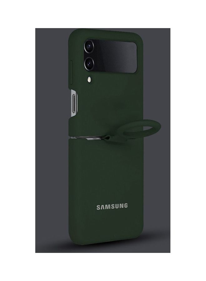 MARGOUN Samsung Galaxy Z Flip 4 Silicone Case With Finger Ring Green - Image 4