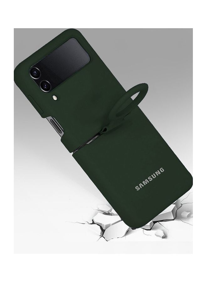 MARGOUN Samsung Galaxy Z Flip 4 Silicone Case With Finger Ring Green - Image 5