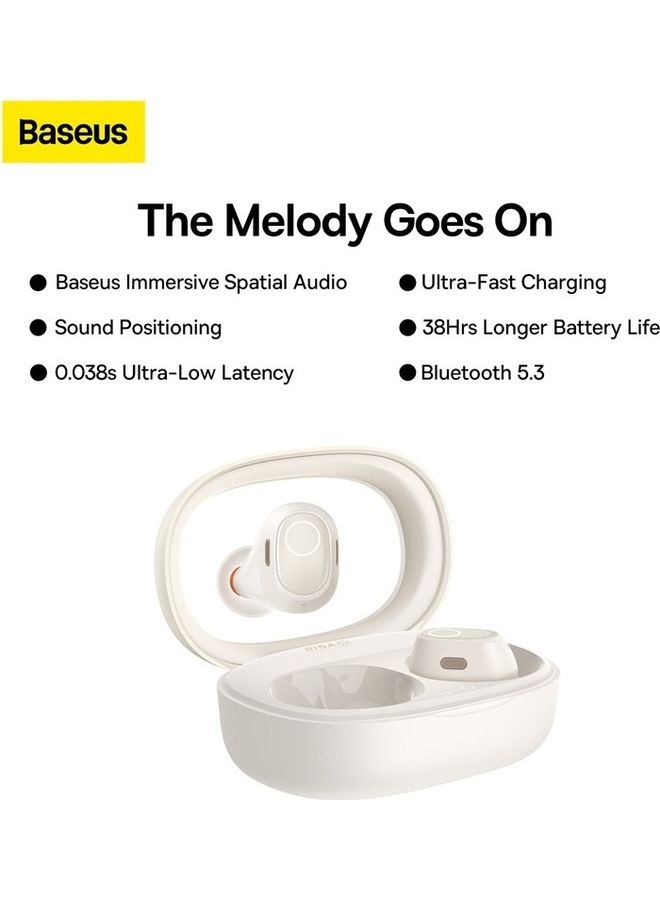 Baseus - Wireless Earbuds, 38 Hrs Playback Bluetooth 5.3 3D Sound Headphone 0.038s Ultra Low-Latency Gaming Headset Super Fast-Charging in-Ear TWS Earphone for iPhone and Android White - Image 1