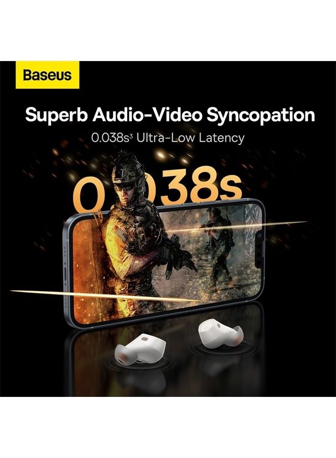Baseus - Wireless Earbuds, 38 Hrs Playback Bluetooth 5.3 3D Sound Headphone 0.038s Ultra Low-Latency Gaming Headset Super Fast-Charging in-Ear TWS Earphone for iPhone and Android White - Image 1