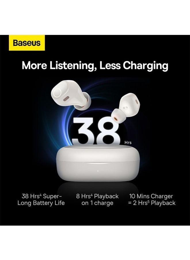 Baseus - Wireless Earbuds, 38 Hrs Playback Bluetooth 5.3 3D Sound Headphone 0.038s Ultra Low-Latency Gaming Headset Super Fast-Charging in-Ear TWS Earphone for iPhone and Android White - Image 1